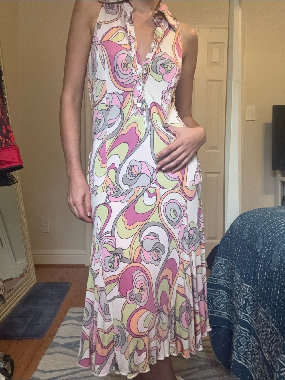 United Colors Of Benetton Pucci-esque print Halter Midi Dress